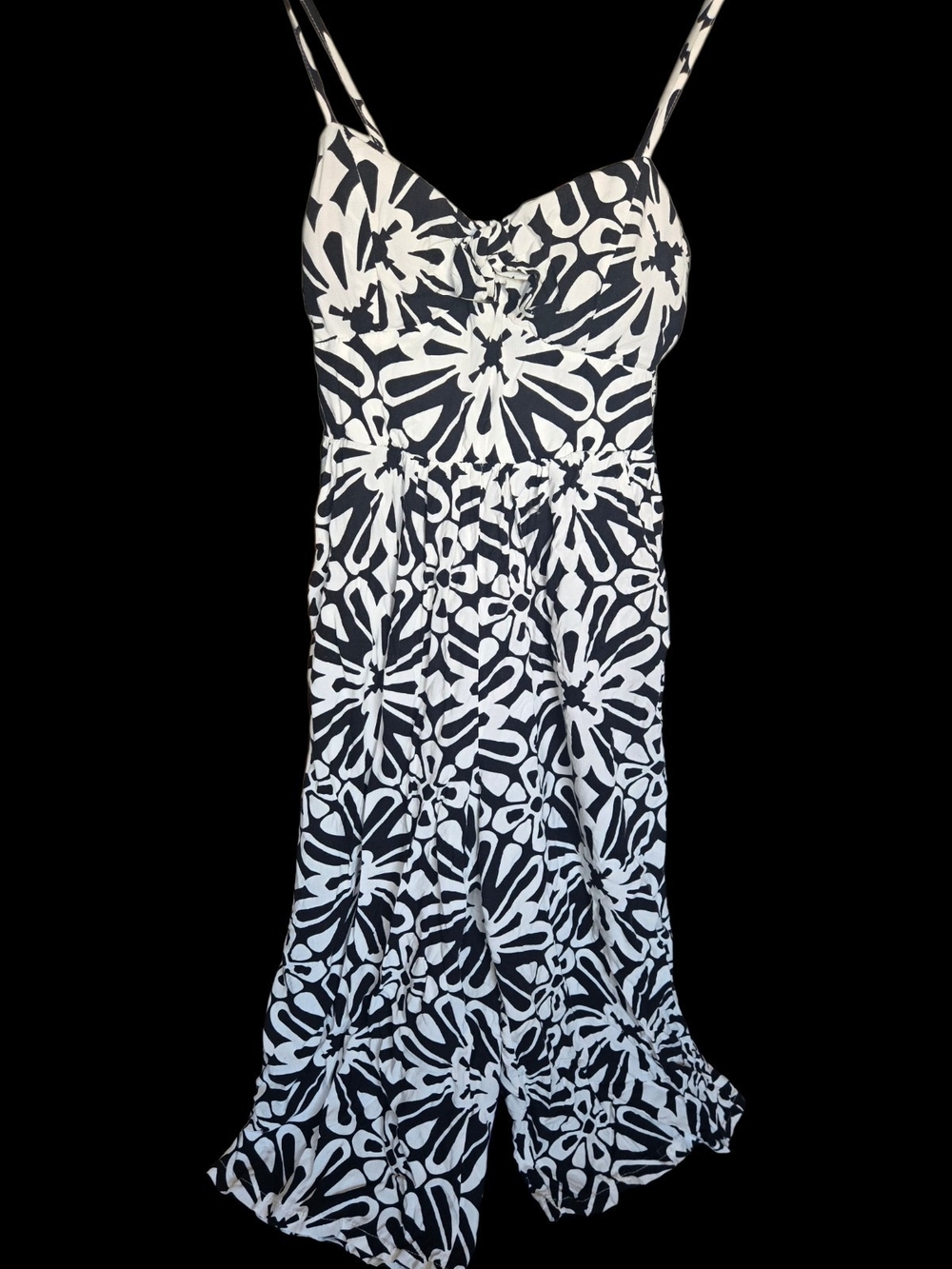 As U Wish Black & White Floral Jumpsuit with Spaghetti Straps Sz M